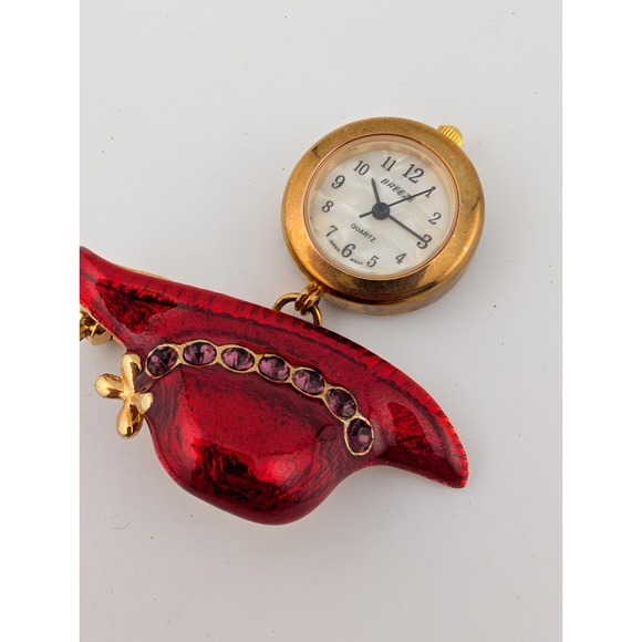 Breeze ETC Co. Red Hat Society Watch Gemed Red Enamel Pin- New Battery - Picture 2 of 5